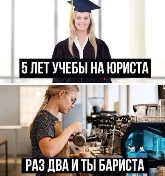 5 лет учёбы на юриста раз два и ты бариста